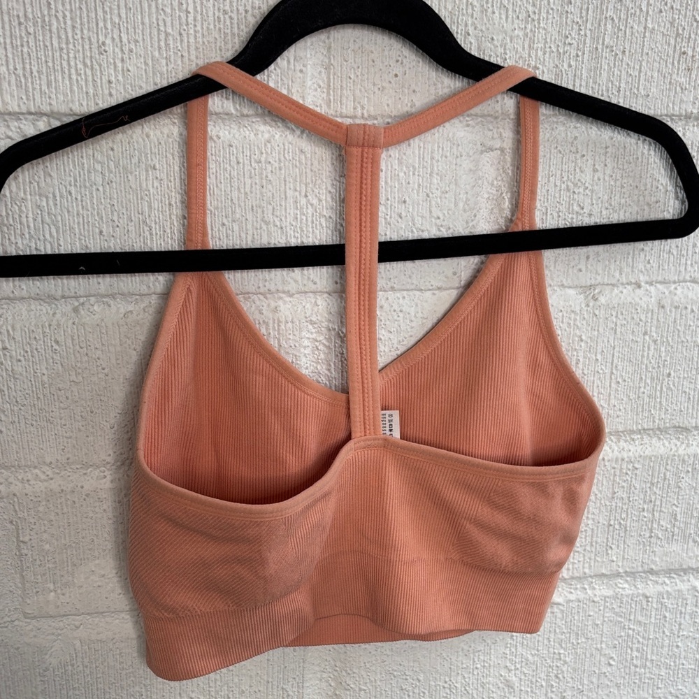 Yogalicious Ribbed Racerback Peach Sports Bra sz L - Picture 3 of 6